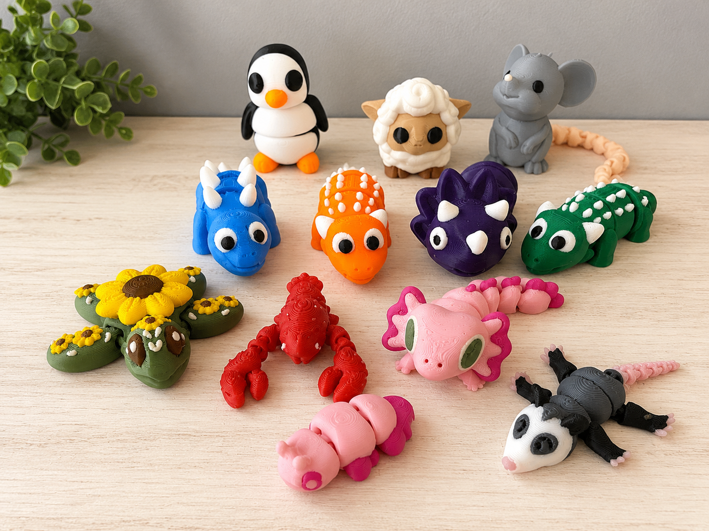 Mystery Flexi Bundle – 20 Assorted 3D Printed Animals & Creatures